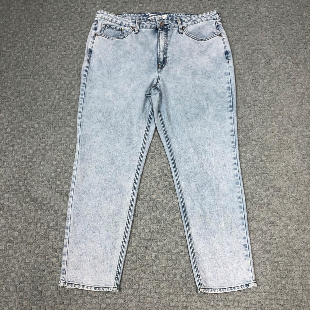 Seven7 Slim Straight Jeans Womens 16 Blue High Rise Light Wash Stretch Denim Day